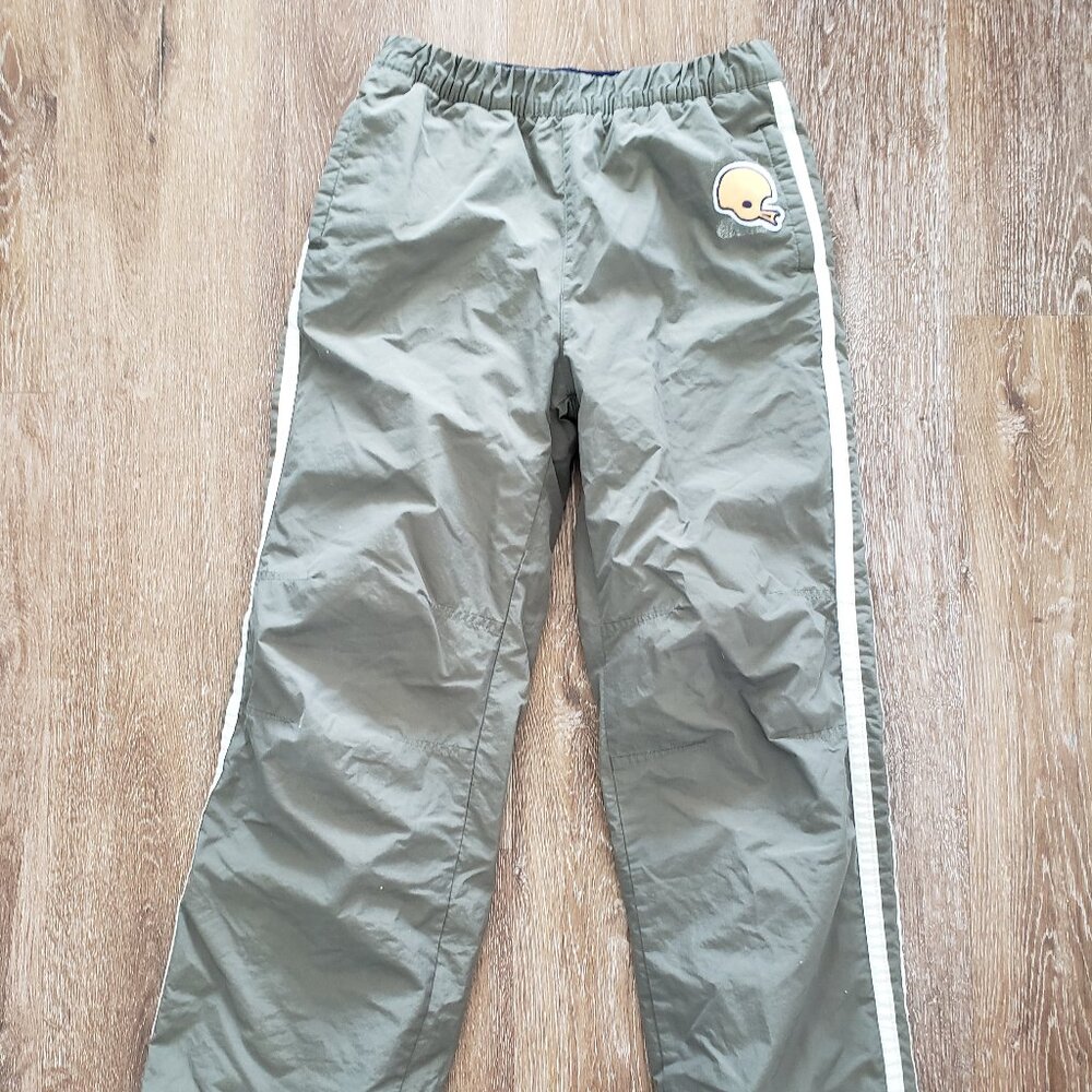 2/$20 The Children's Place khaki green striped lined Track Pants boys, size 12